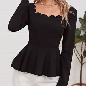 Trim Ruffle Top Long Sleeve